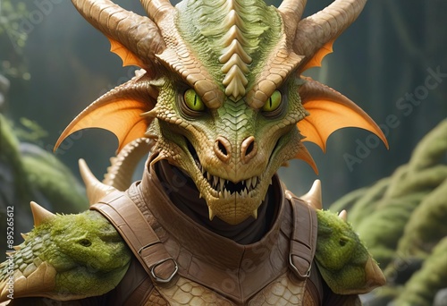 Stunning Portrait of a Dragonborn Reptilian Alien photo