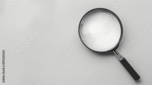 Black and Silver Magnifying Glass on White Background