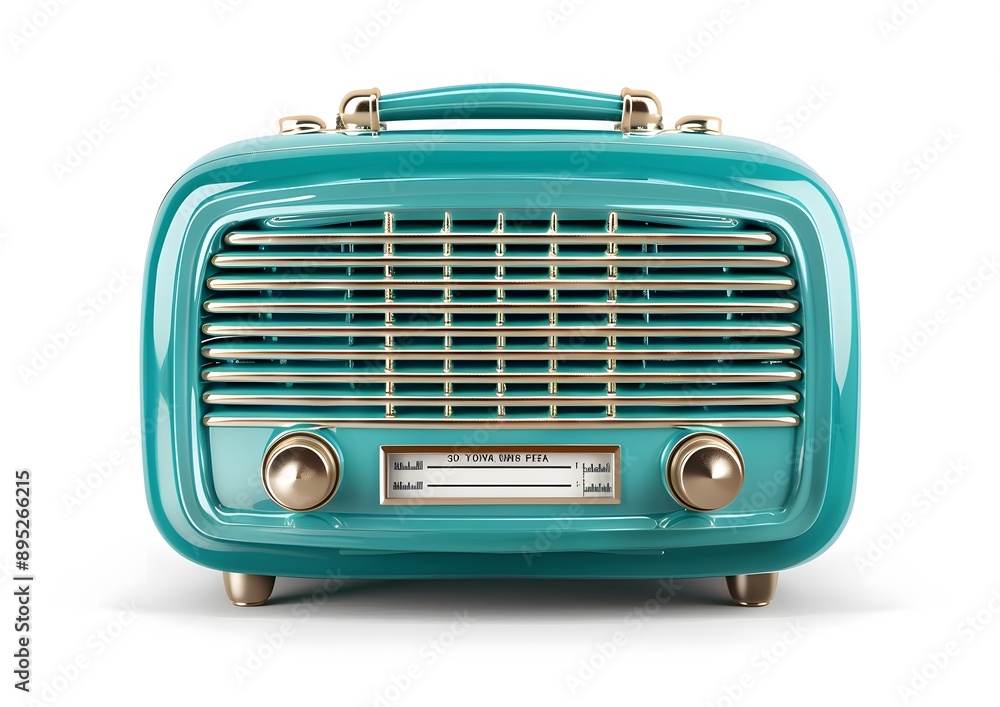 A simple, teal retro radio with a clean white background.
A simple, teal retro radio with a clean white background.