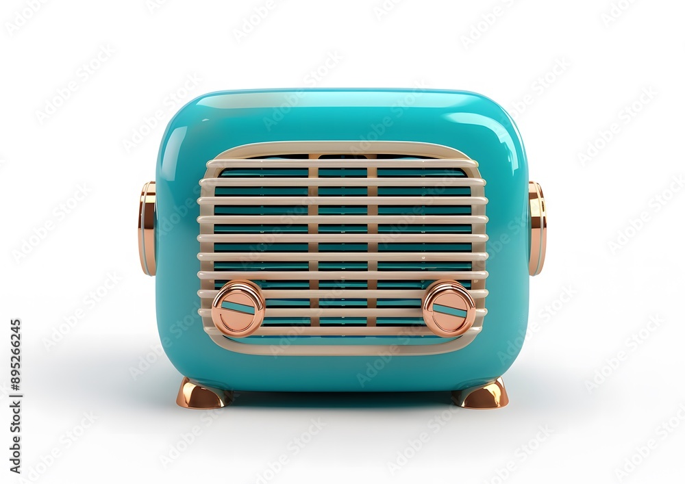 A simple, teal retro radio with a clean white background.
A simple, teal retro radio with a clean white background.
