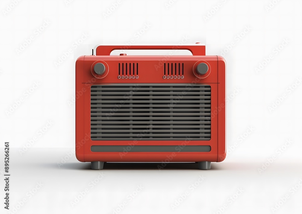 Red Retro Radio on a White Background Red Retro Radio on a White Background