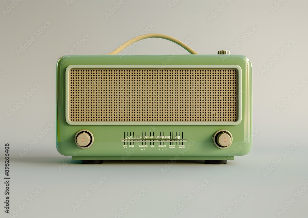 Fototapeta premium Green Retro Radio with Simple Design