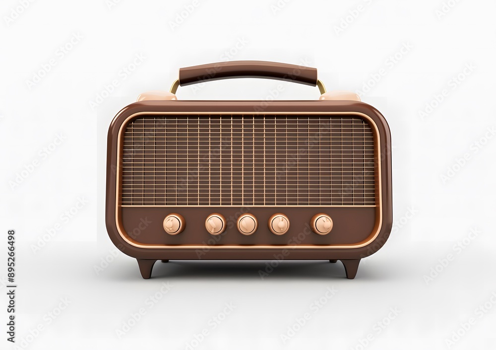 Shiny Gold Retro Radio on White Background Shiny Gold Retro Radio on White Background