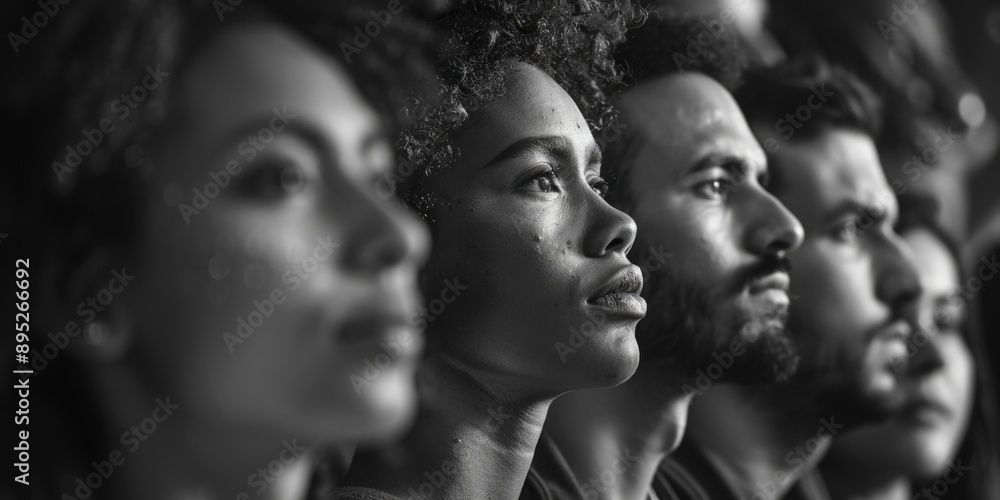 A group of individuals in a monochrome setting A group of individuals in a monochrome setting