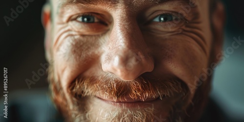 A close-up view of a man with a long beard photo