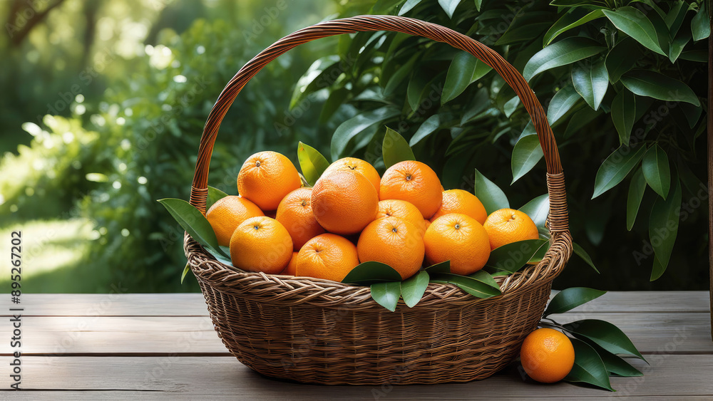 Basket of Freshly Picked Oranges Basket of Freshly Picked Oranges