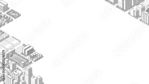 俯瞰から見た立体の街並みベクターイラスト