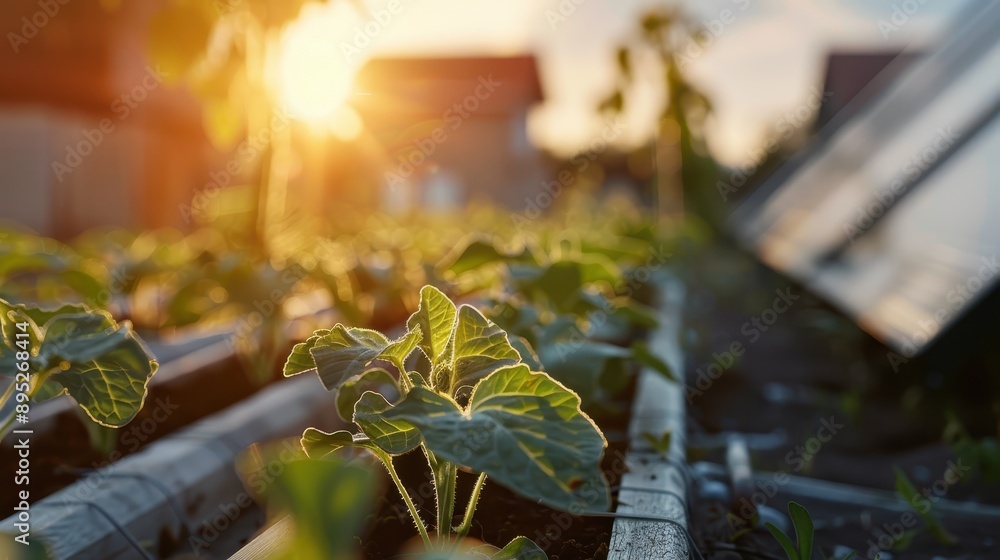 Young plants thrive in a garden at sunrise, bathed in warm, golden light, representing growth, renewal, and nature's resilience in a serene and nurturing environment. Young plants thrive in a garden at sunrise, bathed in warm, golden light, representing growth, renewal, and nature's resilience in a serene and nurturing environment.