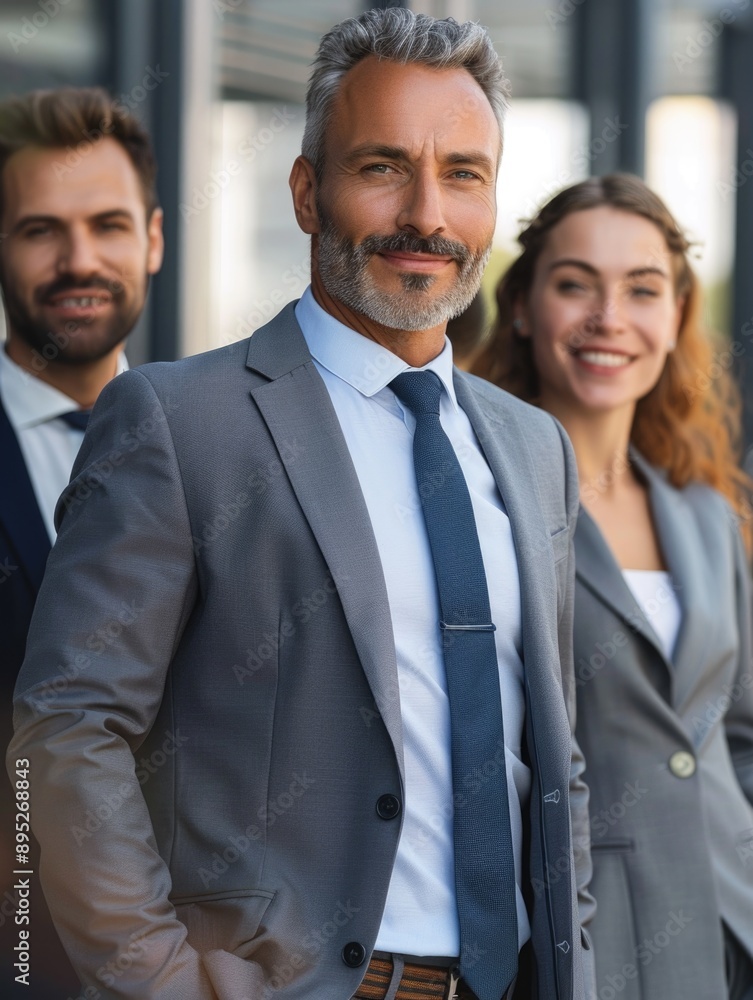 A group of professionals standing together, possibly discussing or networking A group of professionals standing together, possibly discussing or networking