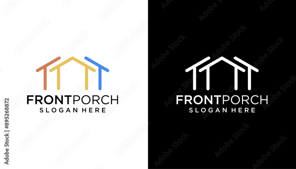 Front Porch Modern House logo with black and white color Front Porch Modern House logo with black and white color