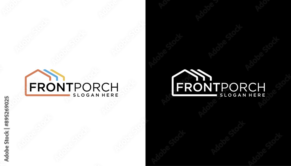 Front Porch Modern House logo with black and white color Front Porch Modern House logo with black and white color