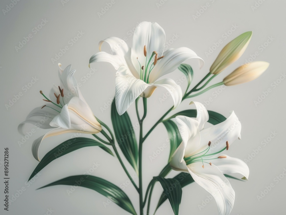 A bouquet of white flowers sits atop a table, perfect for decorating or as a symbol of innocence and purity A bouquet of white flowers sits atop a table, perfect for decorating or as a symbol of innocence and purity