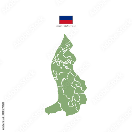 Silhouette and colored (green) liechtenstein map vector illustration map Europe
