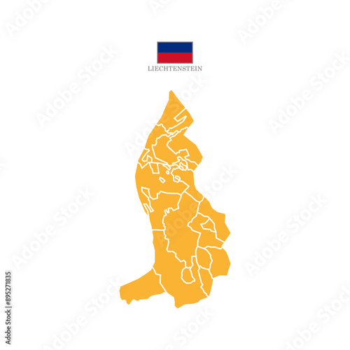 Silhouette and colored (orange) liechtenstein map vector illustration map Europe