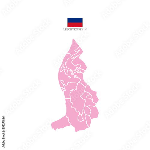 Silhouette and colored (pink) liechtenstein map vector illustration map Europe