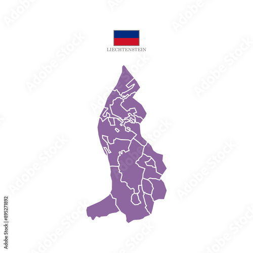 Silhouette and colored (purple) liechtenstein map vector illustration map Europe