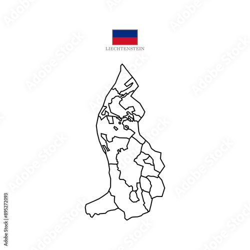 liechtenstein contour map background with states. liechtenstein contour map isolated on white background. Vector illustration Europe