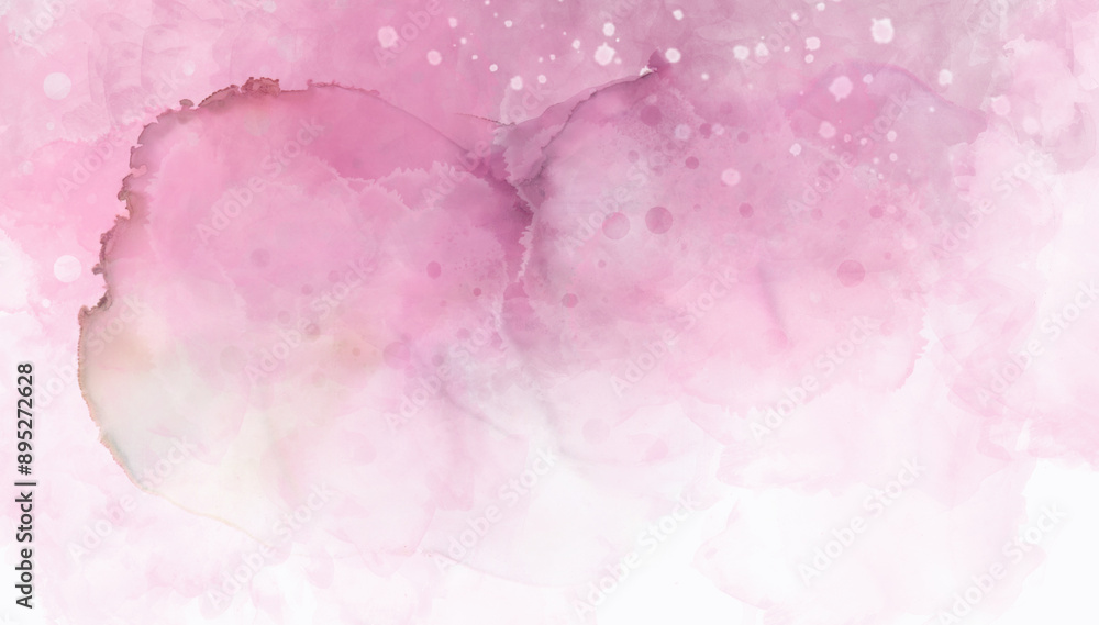 Fototapeta premium Abstract white and pink watercolor background. Watercolor background for invitations, cards, posters. Texture, abstract background, color splashing
