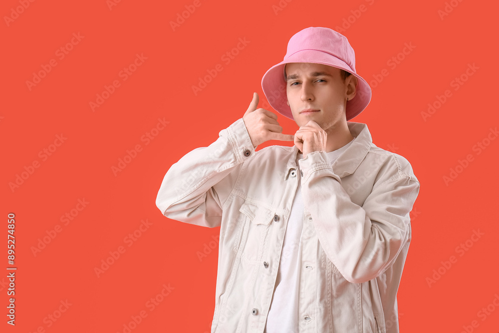 Cool young man showing Cool young man showing