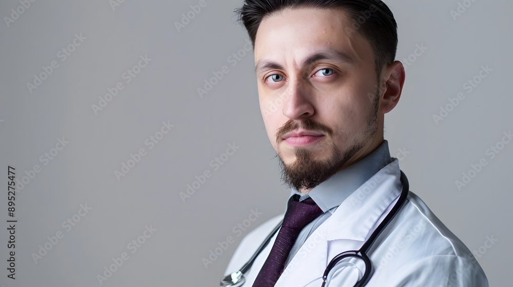 Portrait of a male doctor with a beard. Portrait of a male doctor with a beard.