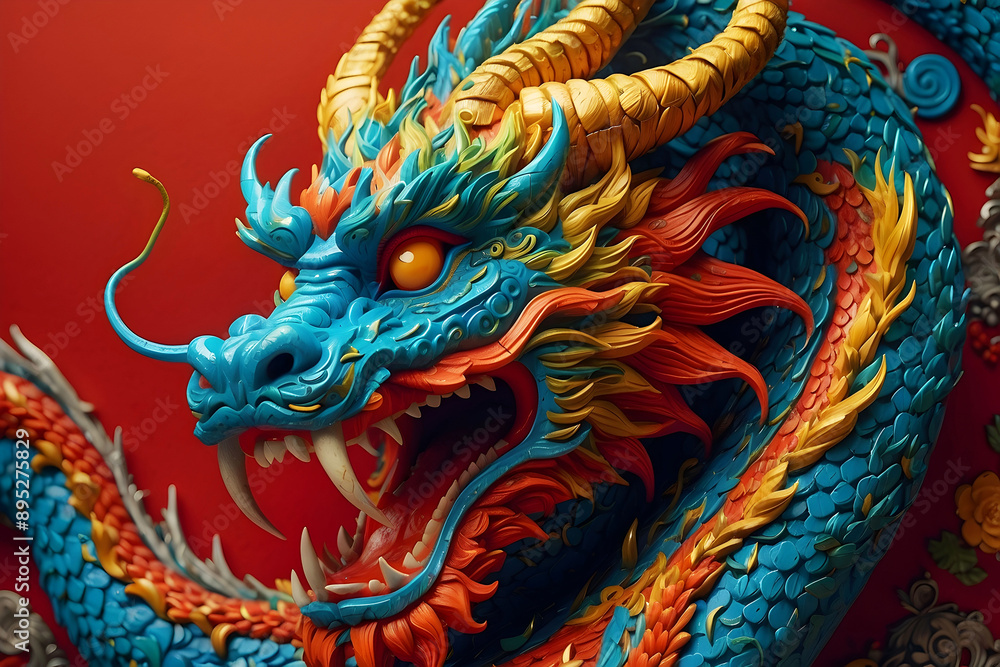 custom made wallpaper toronto digitalChinese dragon on a white background.