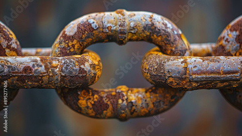 Rusty Chains: Close-up of rusty metal chain links.