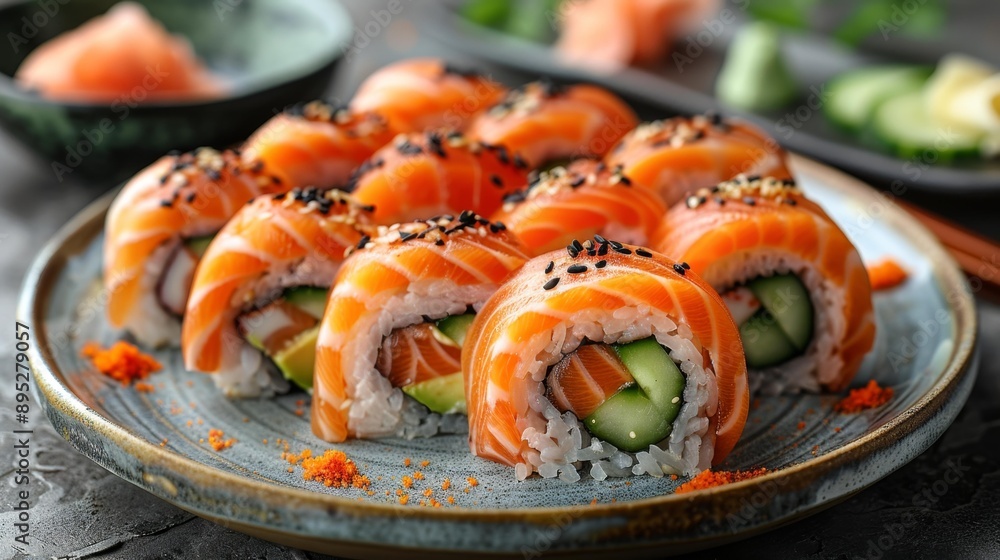 Delicious sushi platter - generative ai Delicious sushi platter - generative ai