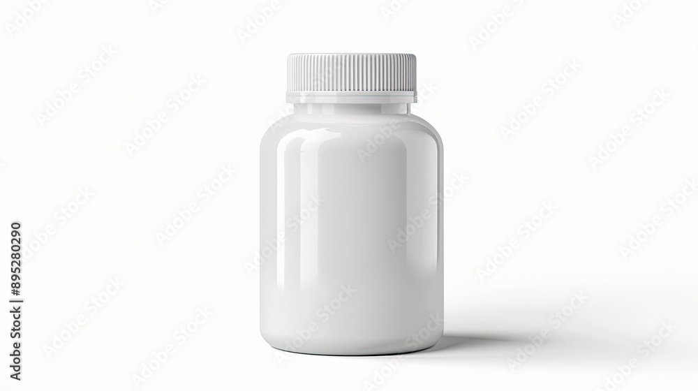 White plastic bottle with a cap. Perfect for displaying your brand, product, or design. White plastic bottle with a cap. Perfect for displaying your brand, product, or design.