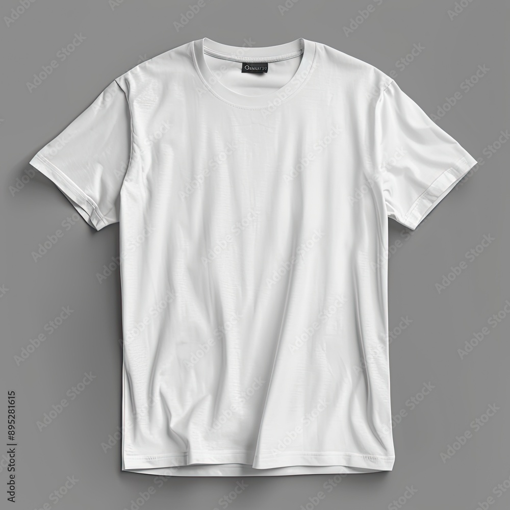 Simple White Tee Mockup with Gray Backdrop Simple White Tee Mockup with Gray Backdrop