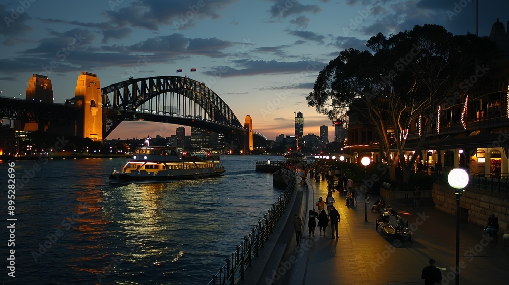 Obraz premium Sydney Harbor Bridge photography night view