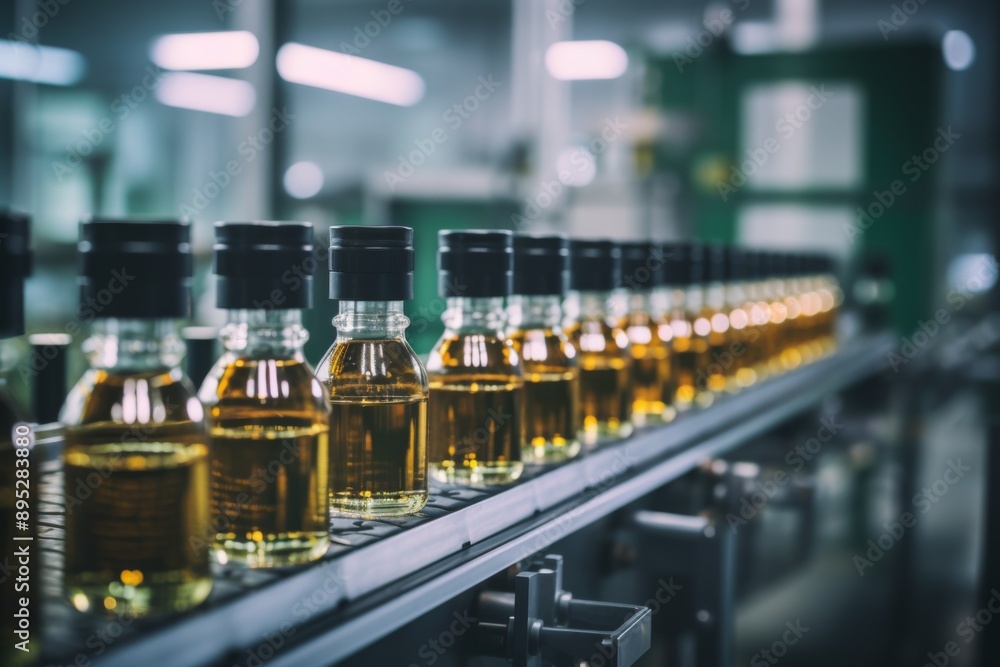 Medicine glass bottles on production line Medicine glass bottles on production line