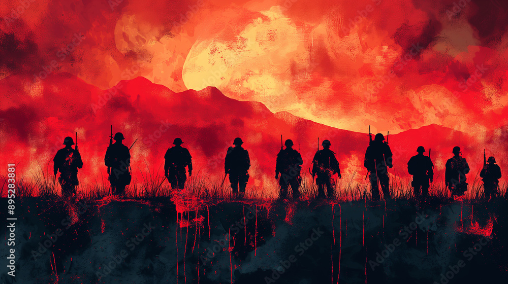 Illustration Honoring Veterans Day with a Solemn Scene Featuring Symbols of Patriotism Illustration Honoring Veterans Day with a Solemn Scene Featuring Symbols of Patriotism