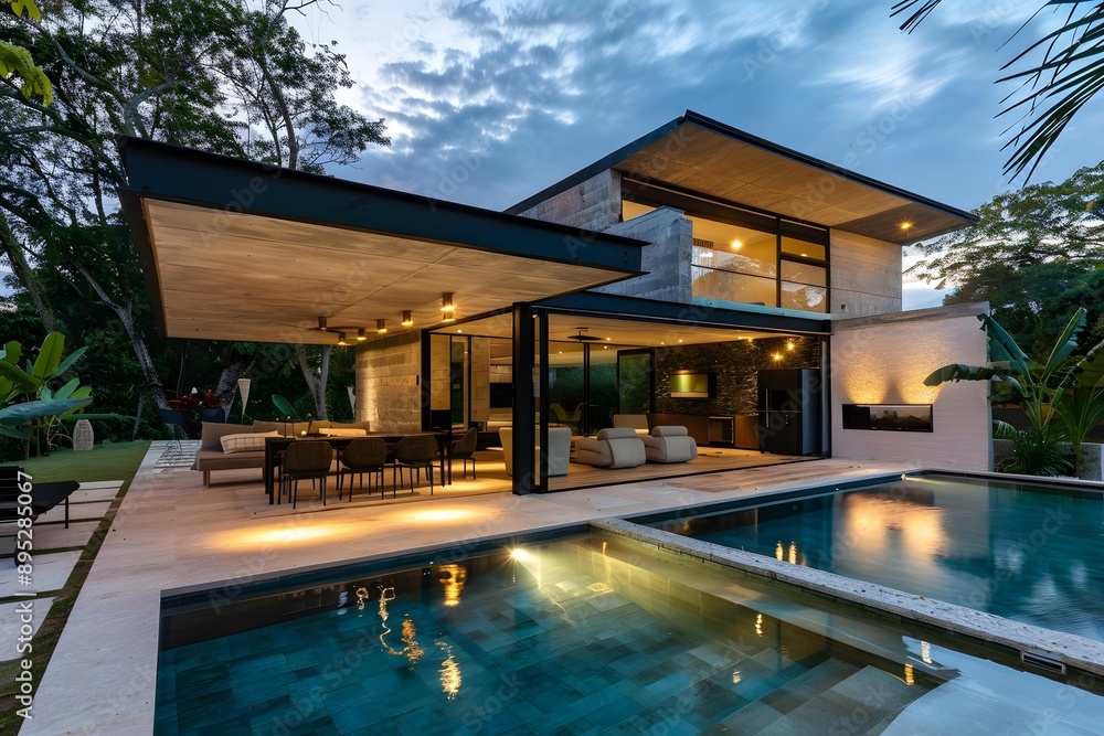 custom made wallpaper toronto digitalModern House with Swimming Pool and Garden