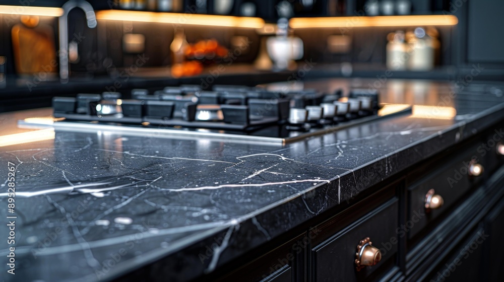 Sleek modern kitchen countertop with gas stove - generative ai Sleek modern kitchen countertop with gas stove - generative ai