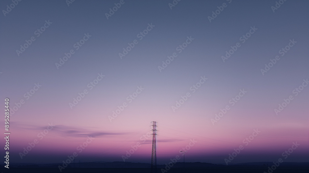 A dreamy photo of a twilight sky with a distant tower in the distance A dreamy photo of a twilight sky with a distant tower in the distance