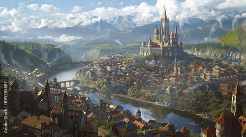 medieval fantasy city tower photography