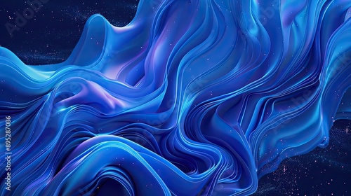 Abstract blue waves flowing with glittering lights. This image is perfect for backgrounds, website designs, and presentations that need a modern, dynamic feel.