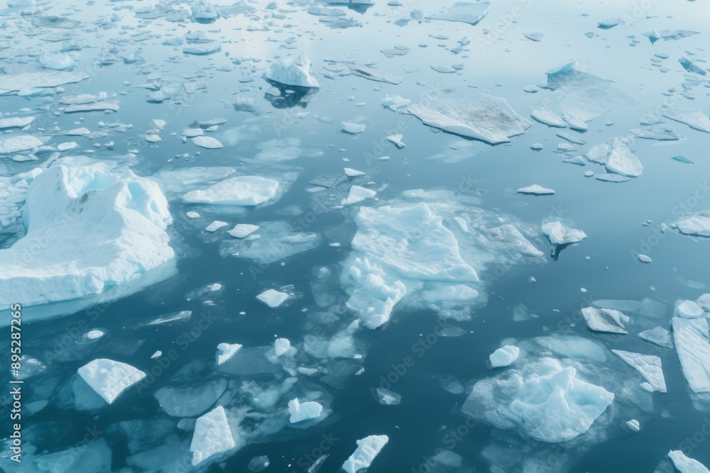 View of icebergs melting in the ocean View of icebergs melting in the ocean