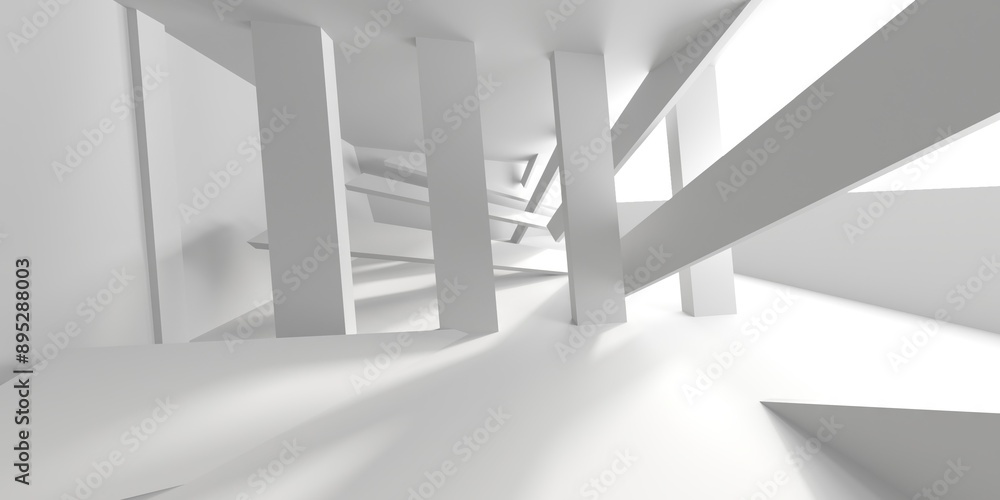 Obraz premium White elegant empty space. White wall room background. Abstract interior