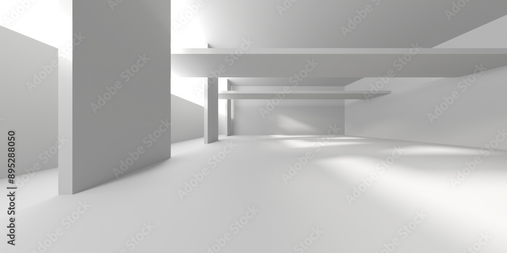 Obraz premium White elegant empty space. White wall room background. Abstract interior