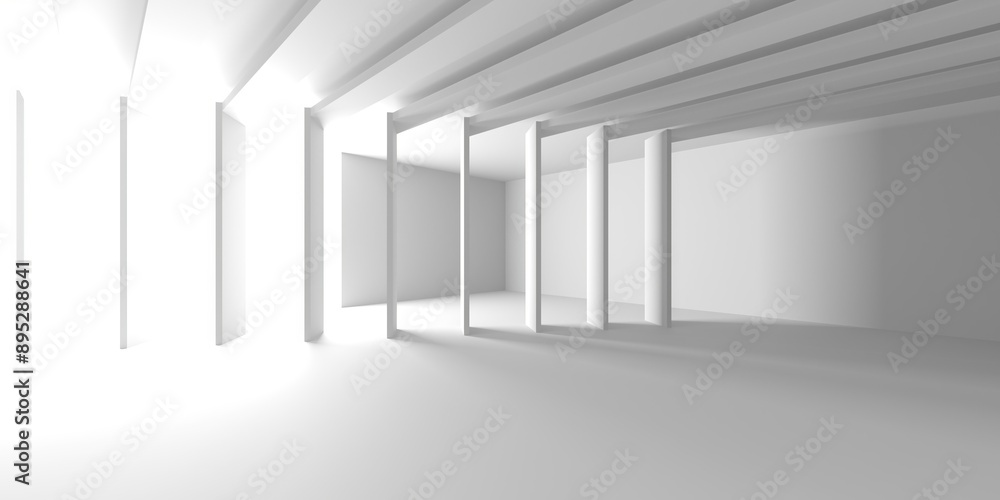 Fototapeta premium Abstract white room with light. Simple design. Architecture interior