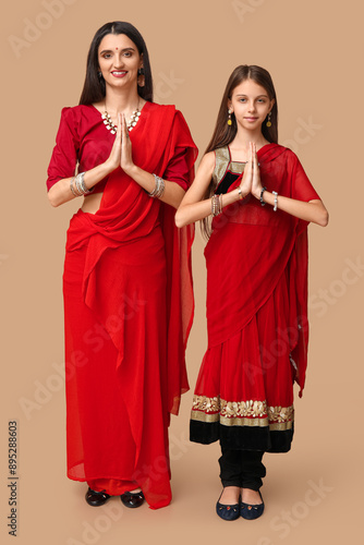 Mother with her daughter in...