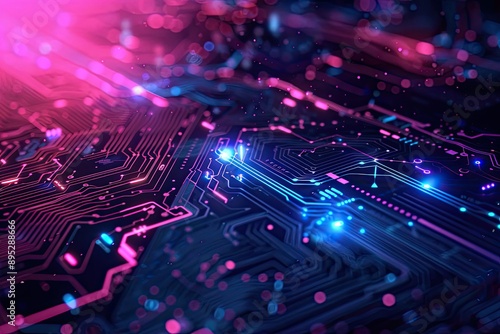 Wallpaper Mural Abstract circuit board with glow. This image is perfect for representing technology, data, or the digital world. Torontodigital.ca