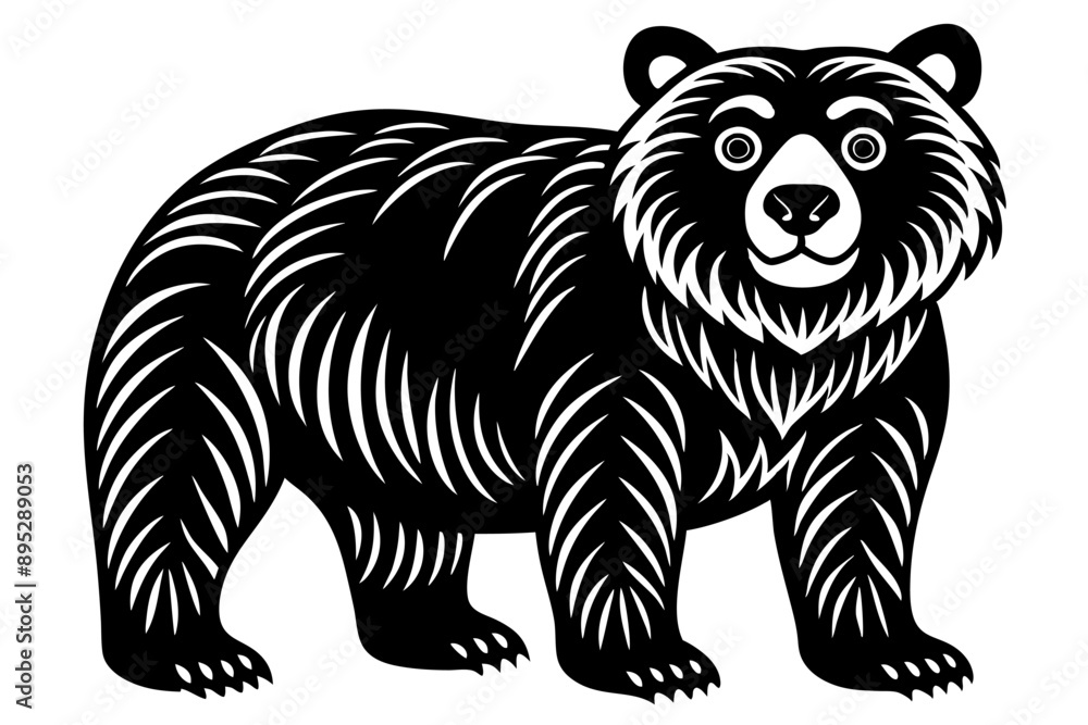 Fototapeta premium Funny Bear Vector Illustration with White Background Cartoons, Clipart And Line Art Design, Funny Bear vector illustration with white background, perfect for cartoons, clipart, and line art.