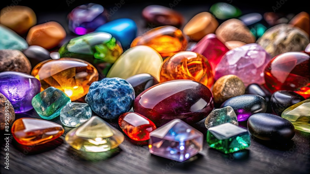 A close-up shot of a collection of rare gemstones on a black velvet background, jewelry, gems, precious stones, collection A close-up shot of a collection of rare gemstones on a black velvet background, jewelry, gems, precious stones, collection