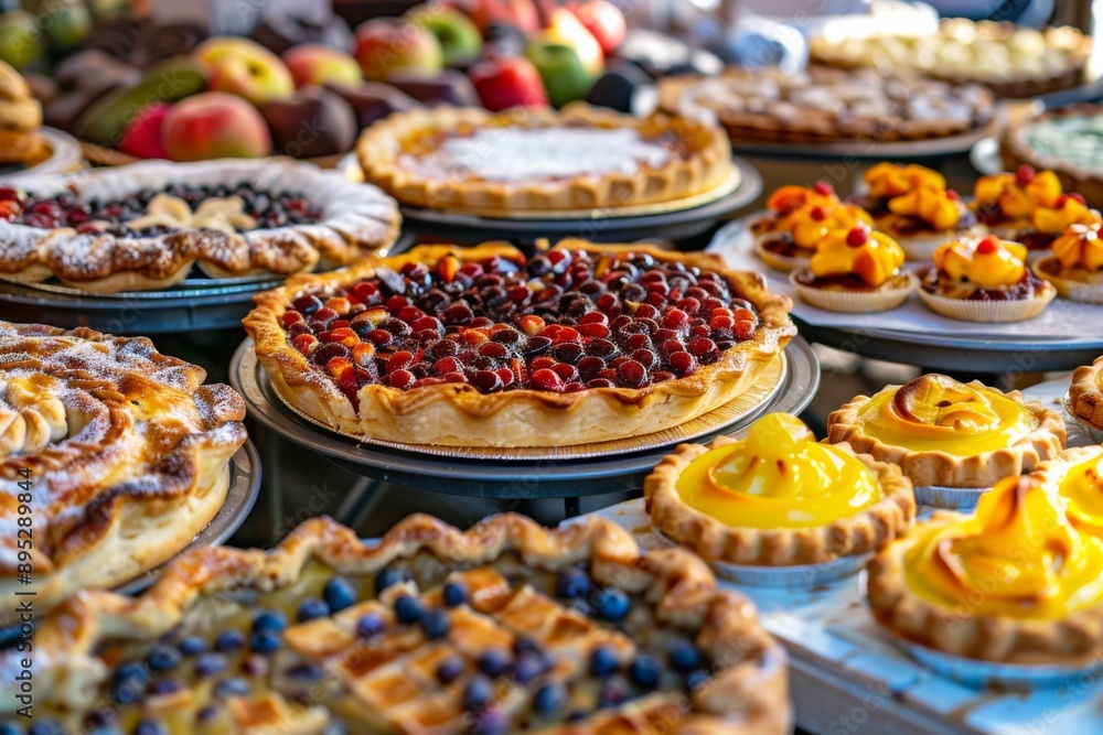 Assorted Homemade Pies on Display Assorted Homemade Pies on Display