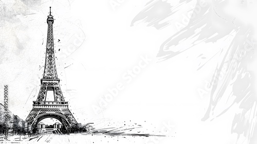 Wallpaper Mural A sketch of the Eiffel Tower with a grungeinspired background Torontodigital.ca