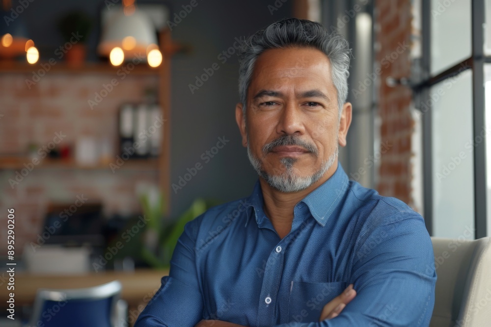 Portrait of a middle aged male worker in startup company office Portrait of a middle aged male worker in startup company office