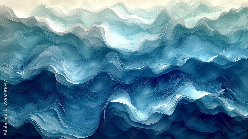 Blue and Turquoise Wave Textile Pattern Digital Art Blue and Turquoise Wave Textile Pattern Digital Art