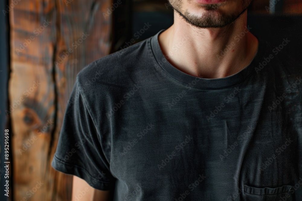 A person wearing a beard and a black shirt, possibly for a formal occasion or as part of a costume A person wearing a beard and a black shirt, possibly for a formal occasion or as part of a costume